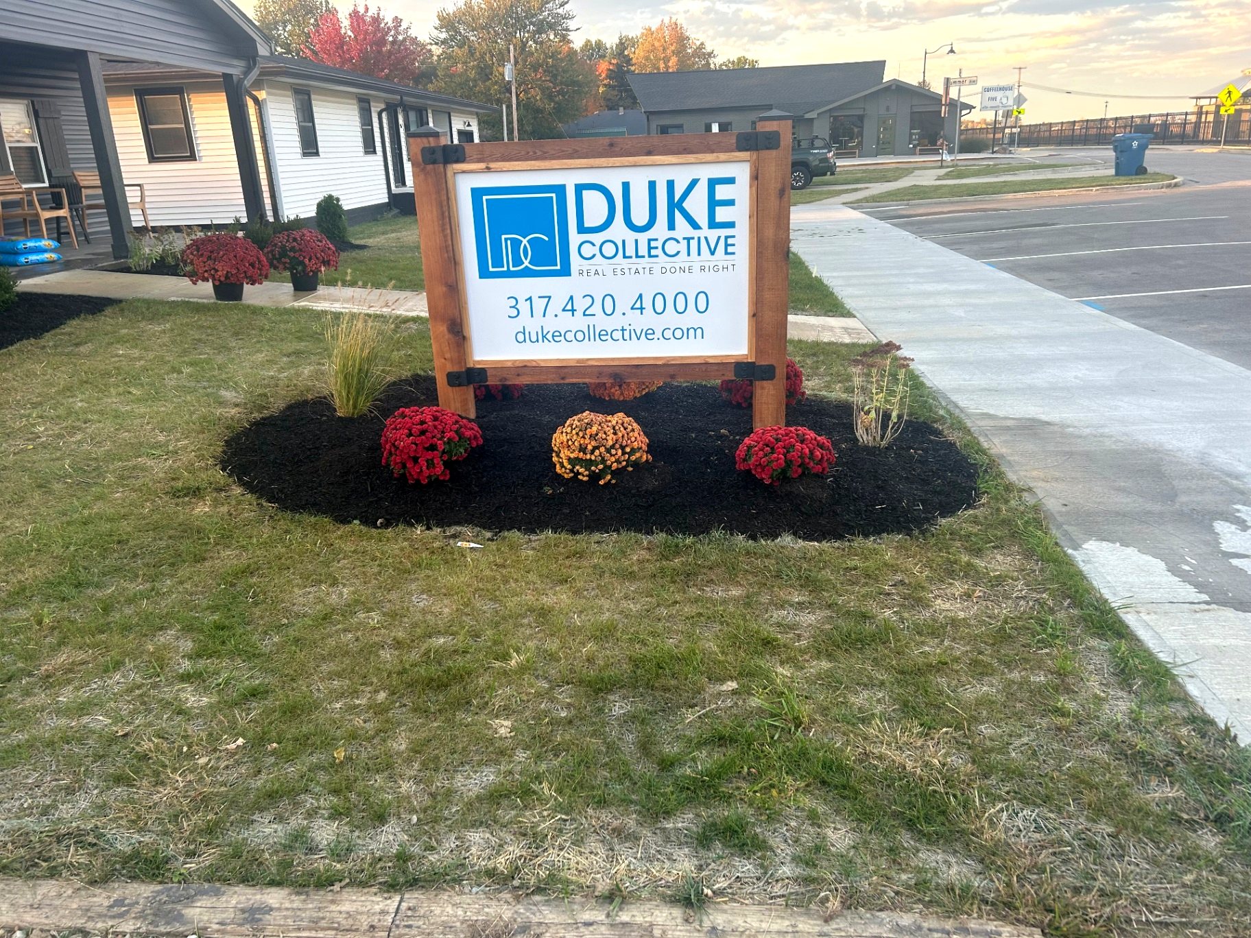 Freshly installed mulch bed and landscaping by Jordy Lawn Care